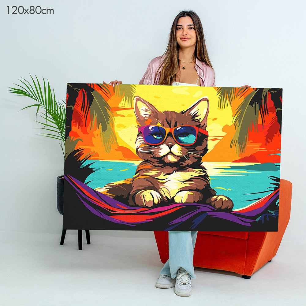 Cat on Vacation - Paint By Numbers Kit