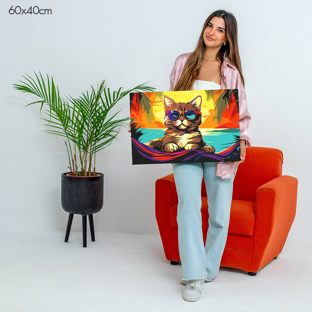 Cat on Vacation - Paint By Numbers Kit