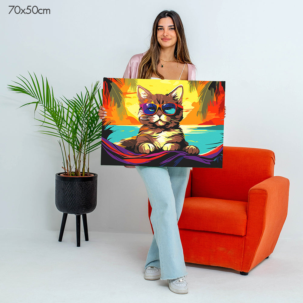 Cat on Vacation - Paint By Numbers Kit
