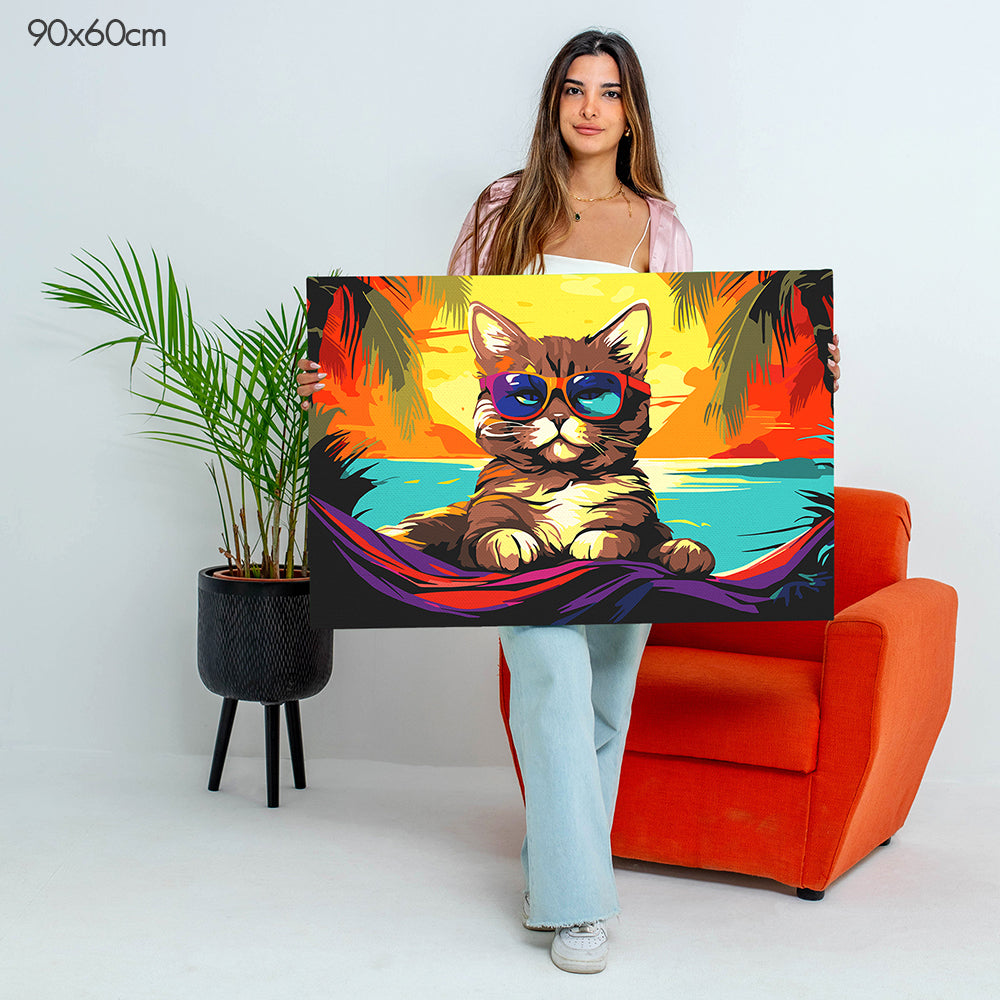 Cat on Vacation - Paint By Numbers Kit