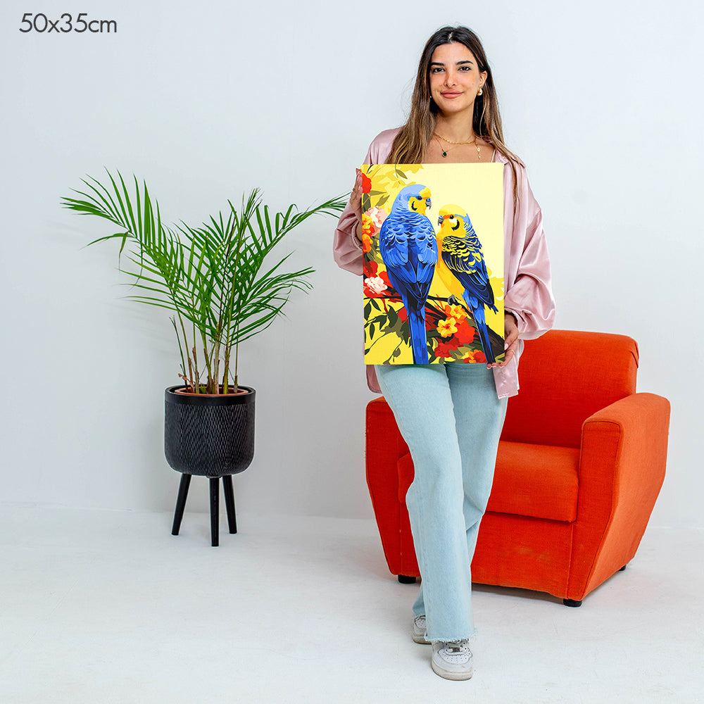 عصافير على أغصان مزهرة - مجموعة الرسم حسب الأرقام