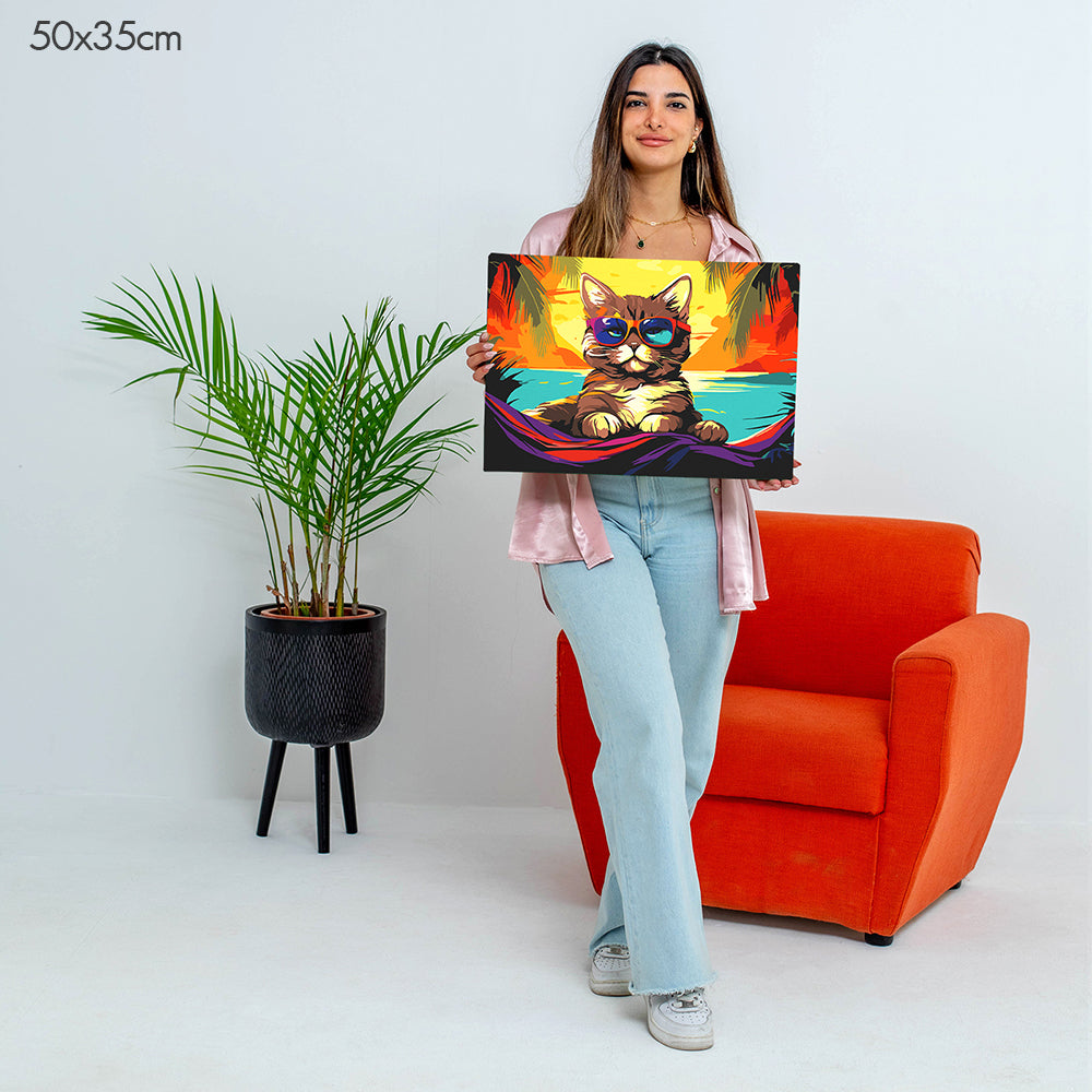 Cat on Vacation - Paint By Numbers Kit