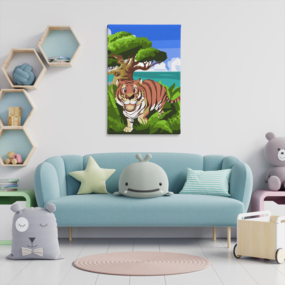 النمر السعيد - مجموعة الرسم حسب الأرقام للأطفال