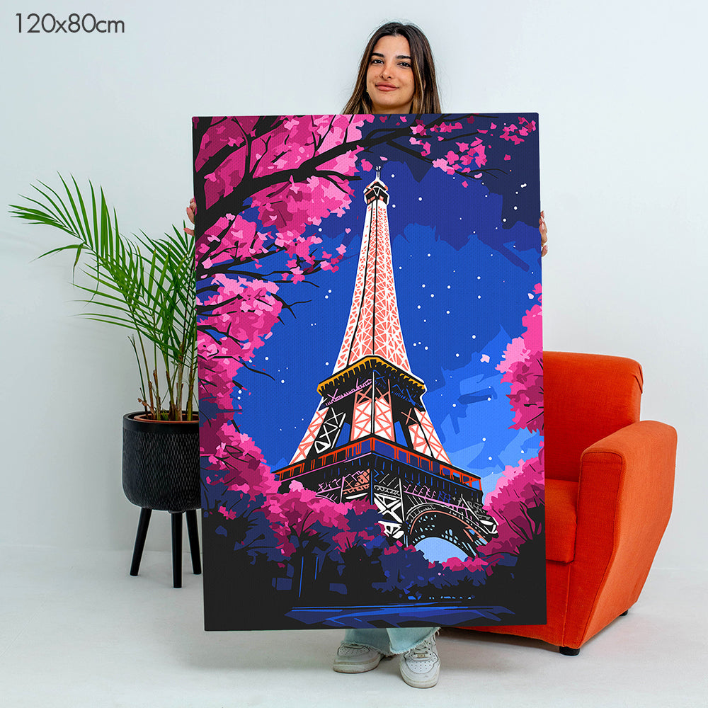 برج إيفل في الليل - مجموعة الرسم حسب الأرقام