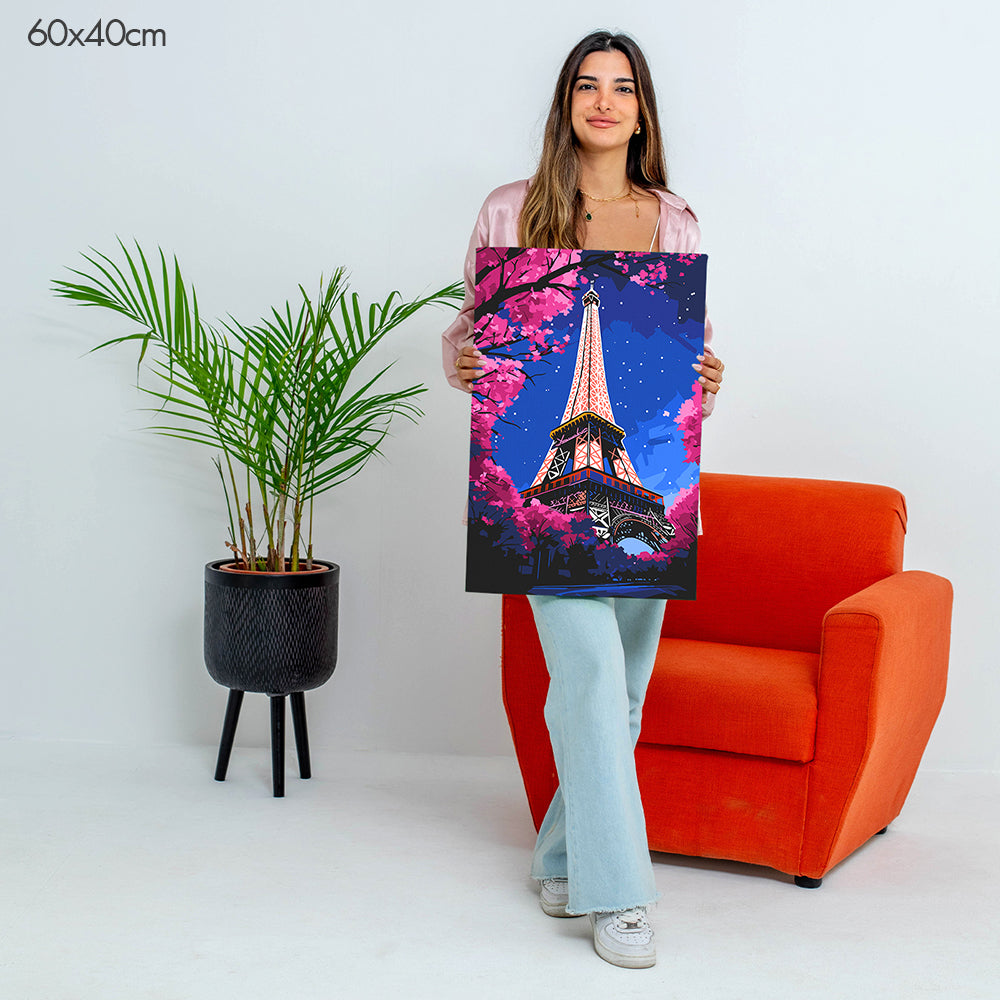 برج إيفل في الليل - مجموعة الرسم حسب الأرقام