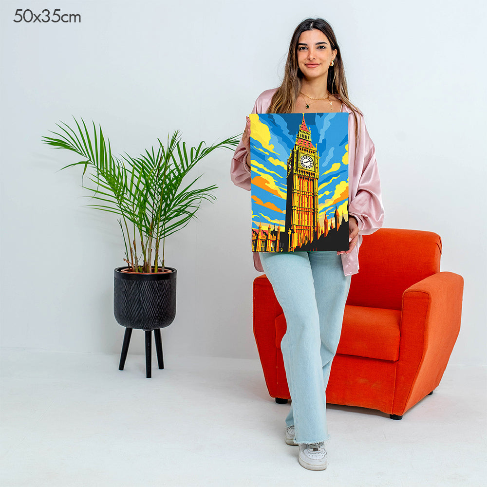 ساعة بيج بن في الوقت الذهبي - مجموعة الرسم حسب الأرقام