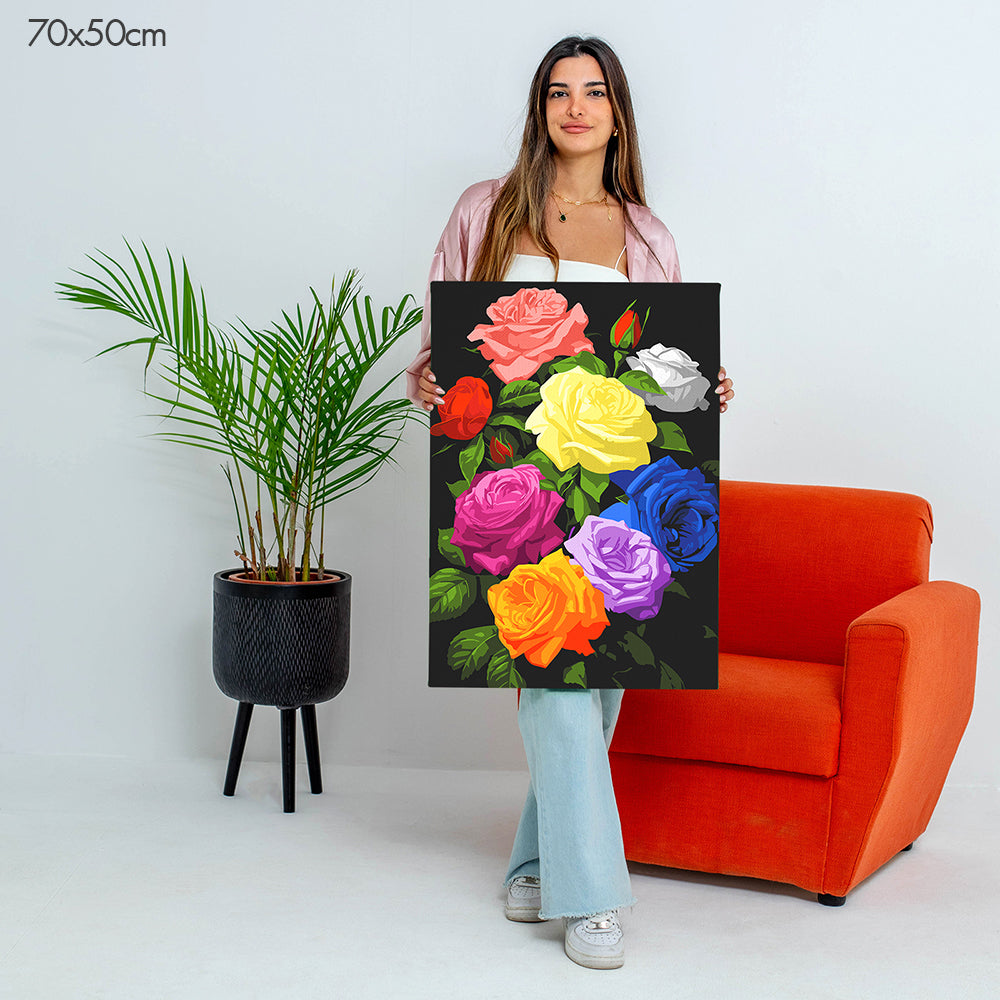 سبع درجات من الورود - مجموعة الرسم حسب الأرقام