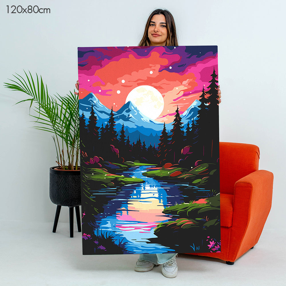 Mountain Moonlight Peace - Paint By Numbers Kit