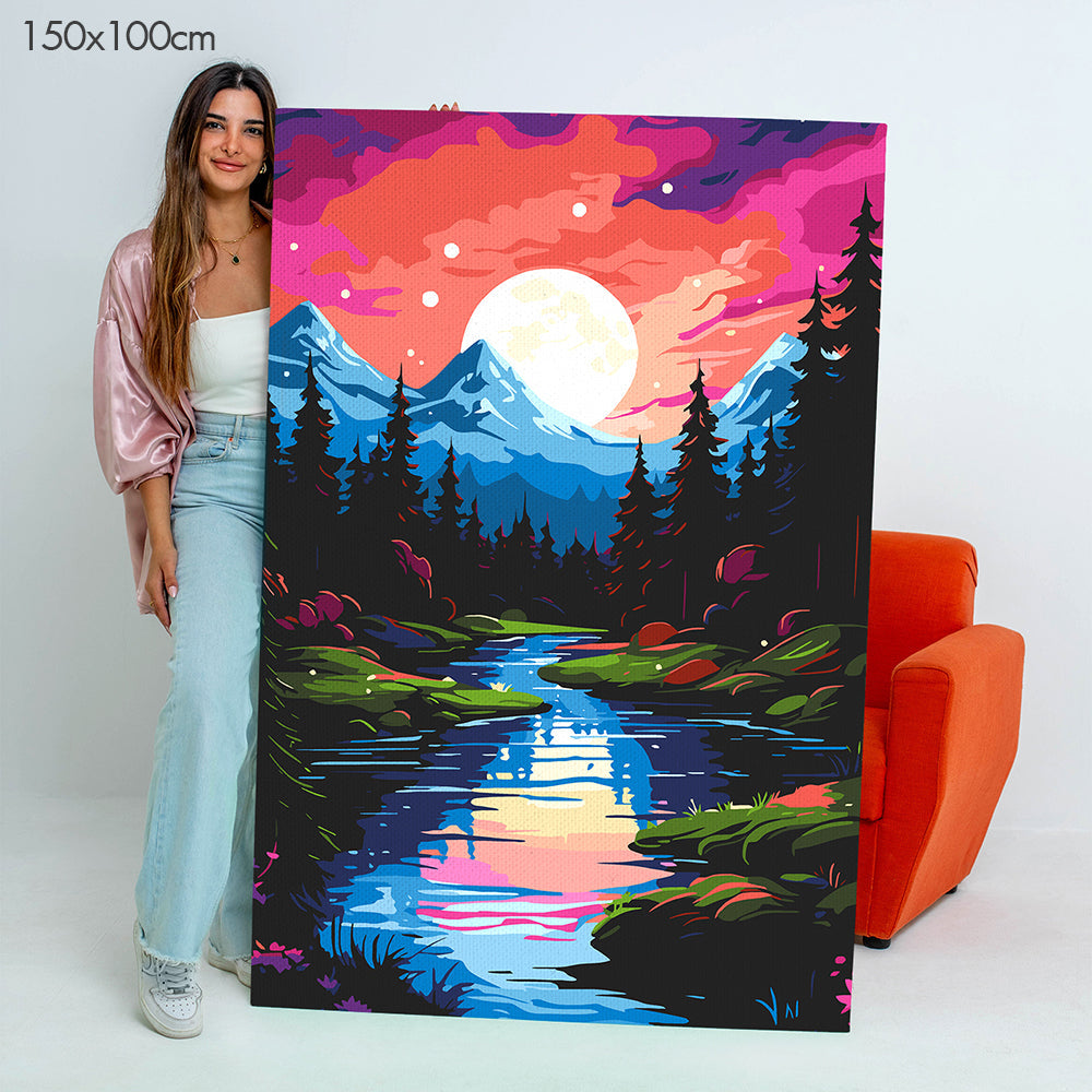 Mountain Moonlight Peace - Paint By Numbers Kit