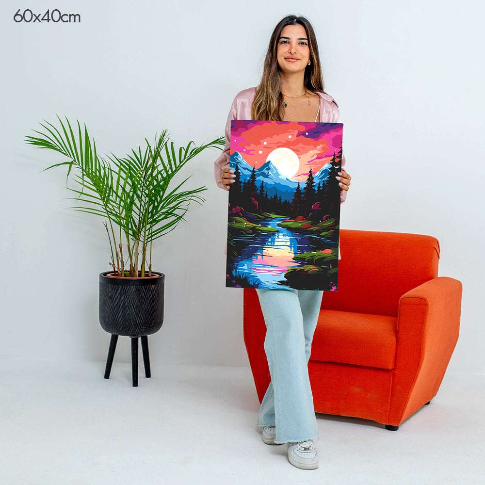 Mountain Moonlight Peace - Paint By Numbers Kit