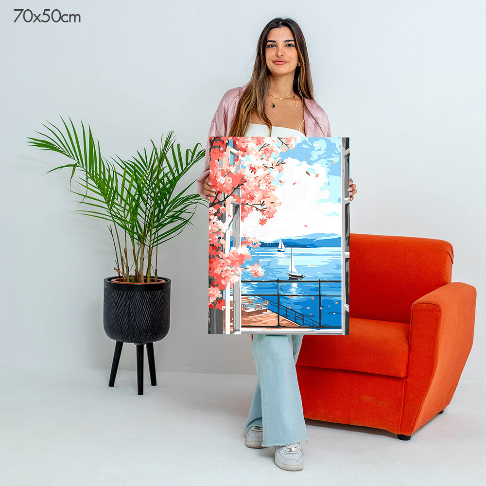 بانوراما نافذة على البحيرة - مجموعة الرسم حسب الأرقام