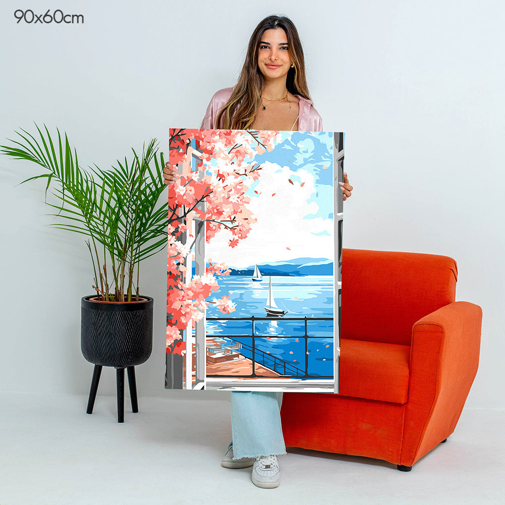 بانوراما نافذة على البحيرة - مجموعة الرسم حسب الأرقام