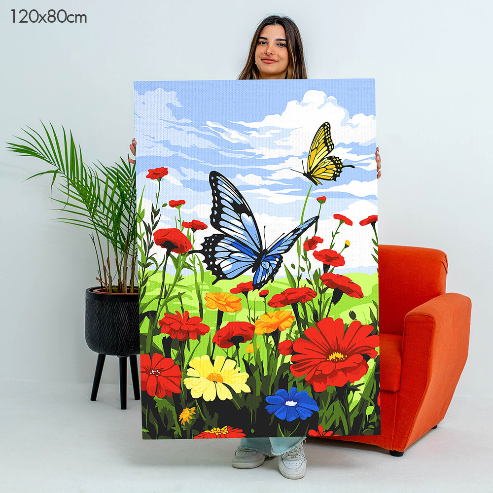 الفراشات المتألقة - مجموعة الرسم حسب الأرقام