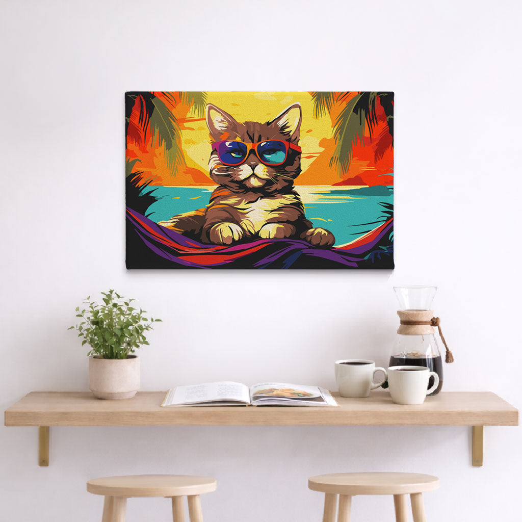 قطة في إجازة - مجموعة الرسم حسب الأرقام