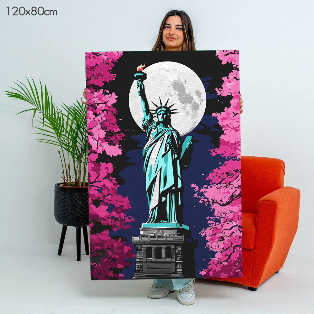 Statue of Liberty Under Moonlight - Paint By Numbers Kit