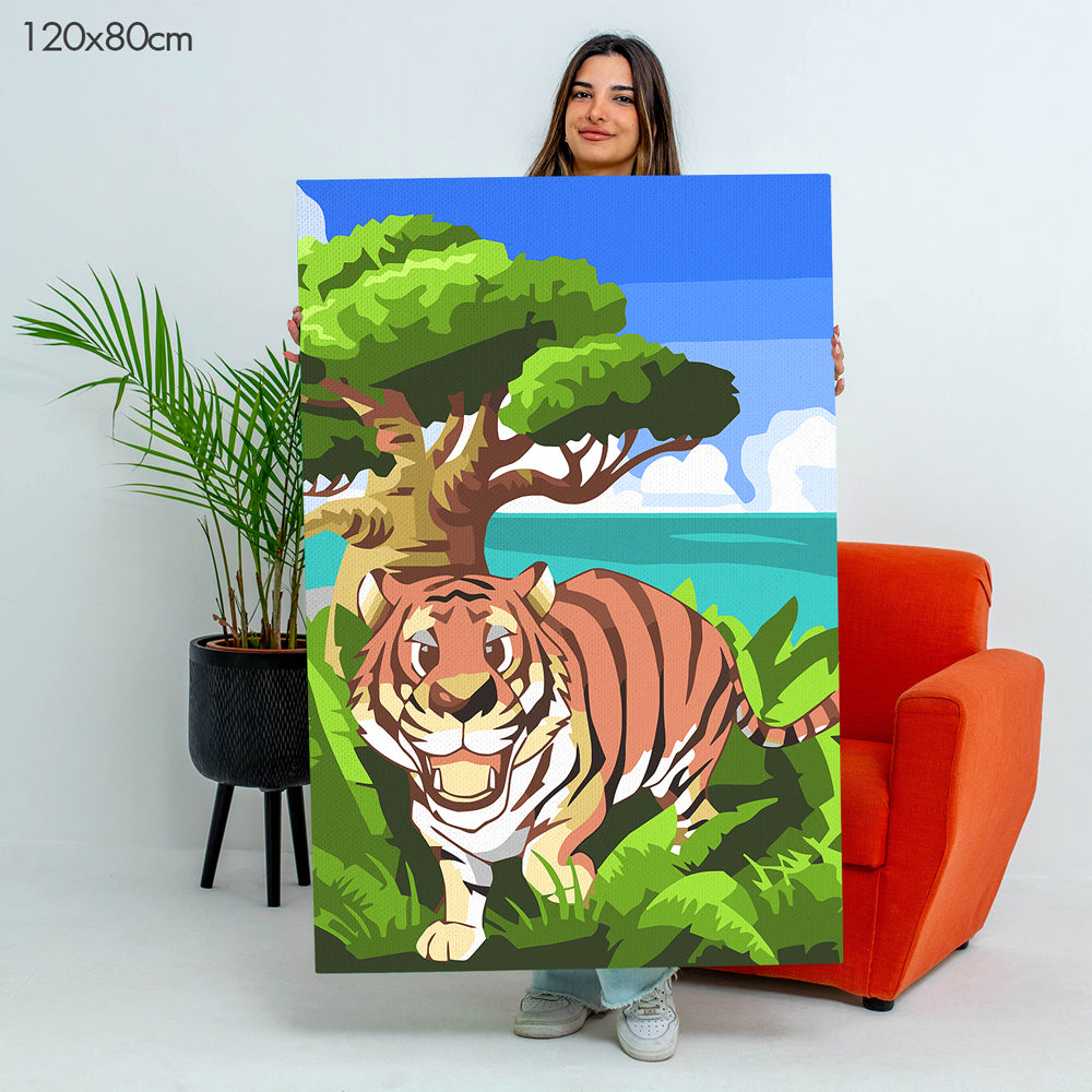 النمر السعيد - مجموعة الرسم حسب الأرقام للأطفال