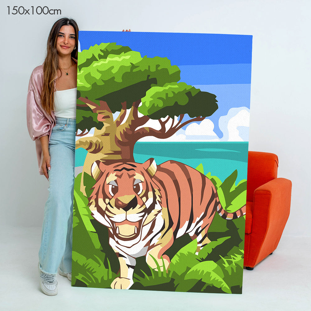 النمر السعيد - مجموعة الرسم حسب الأرقام للأطفال