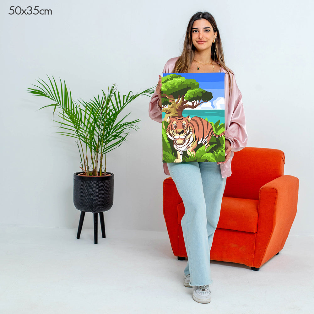 النمر السعيد - مجموعة الرسم حسب الأرقام للأطفال