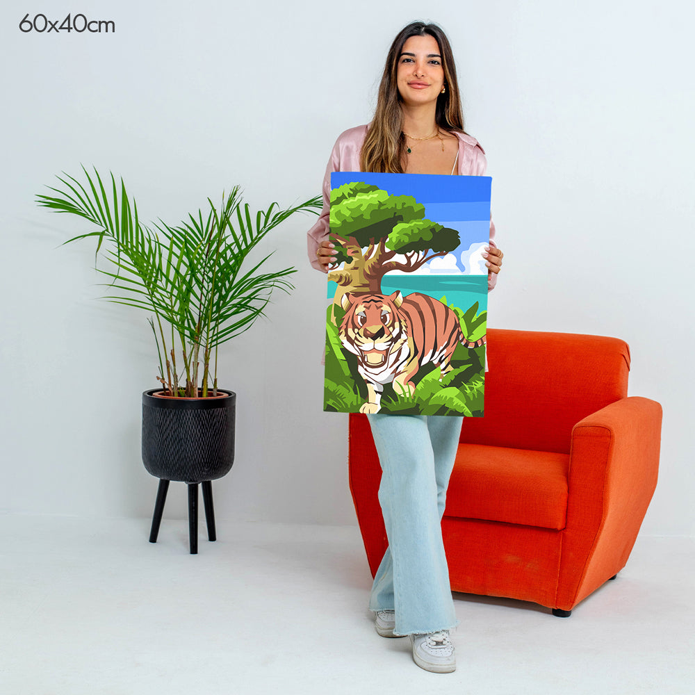 النمر السعيد - مجموعة الرسم حسب الأرقام للأطفال