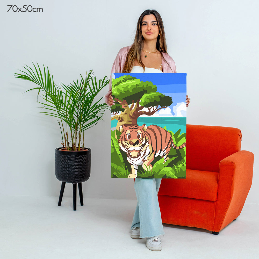 النمر السعيد - مجموعة الرسم حسب الأرقام للأطفال