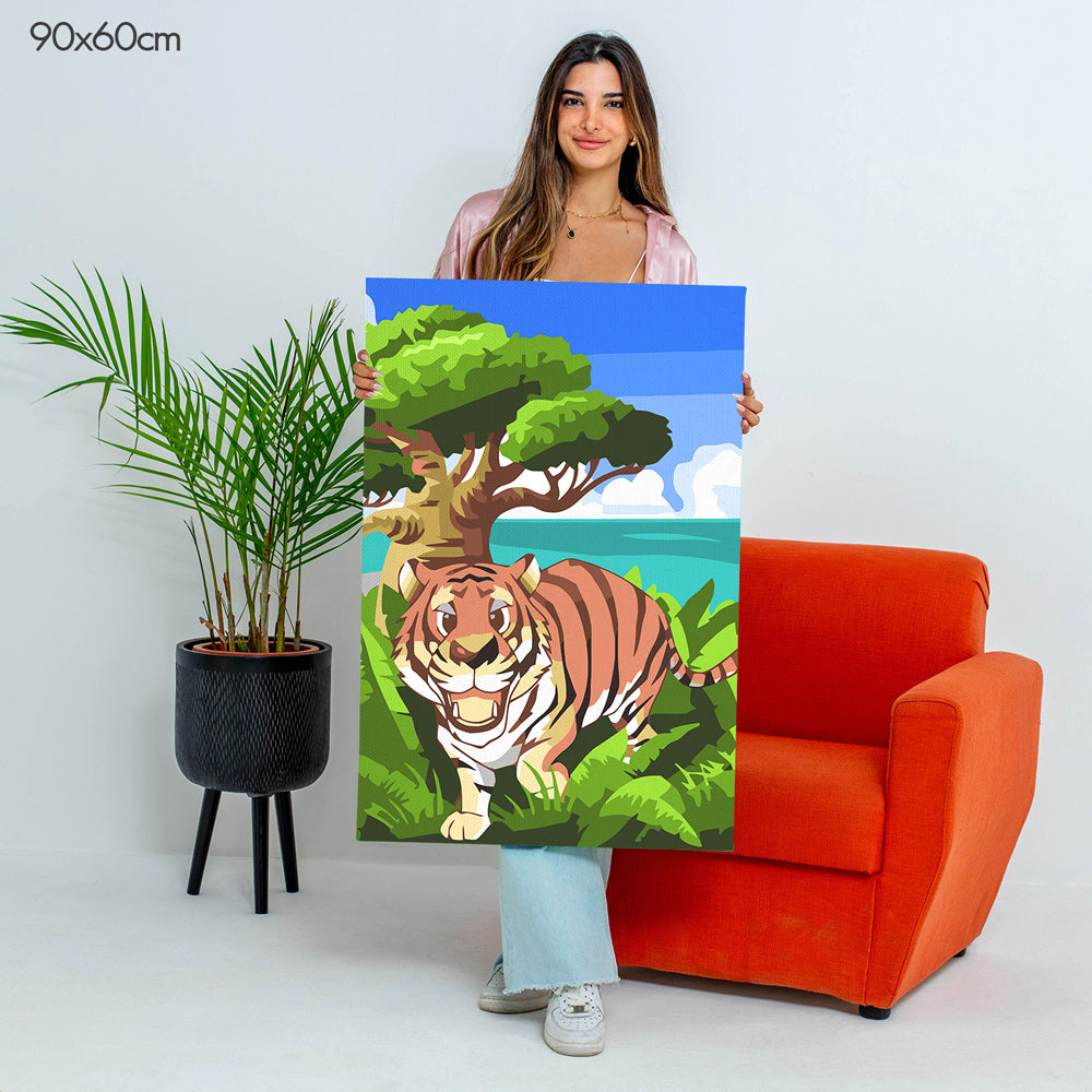 النمر السعيد - مجموعة الرسم حسب الأرقام للأطفال