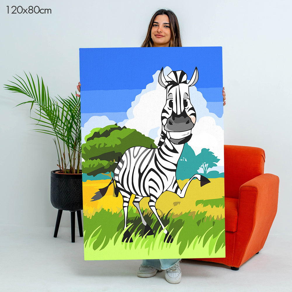 حمار وحشي مضحك - مجموعة الرسم حسب الأرقام للأطفال