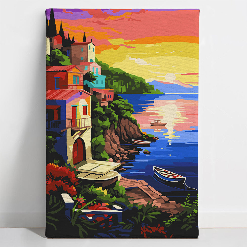 Serene Lakeside Sunset - Paint By Numbers Kit