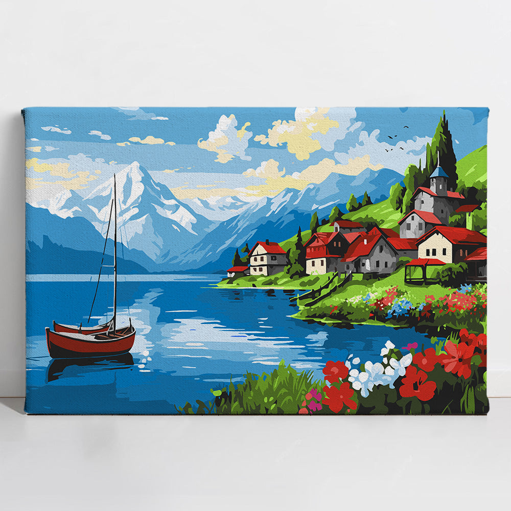 Alpine Lakeside Village - Paint By Numbers Kit