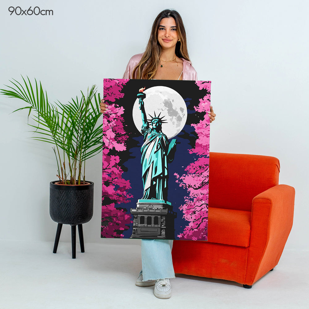 Statue of Liberty Under Moonlight - Paint By Numbers Kit